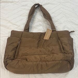 Brown Quilted Tote Bag